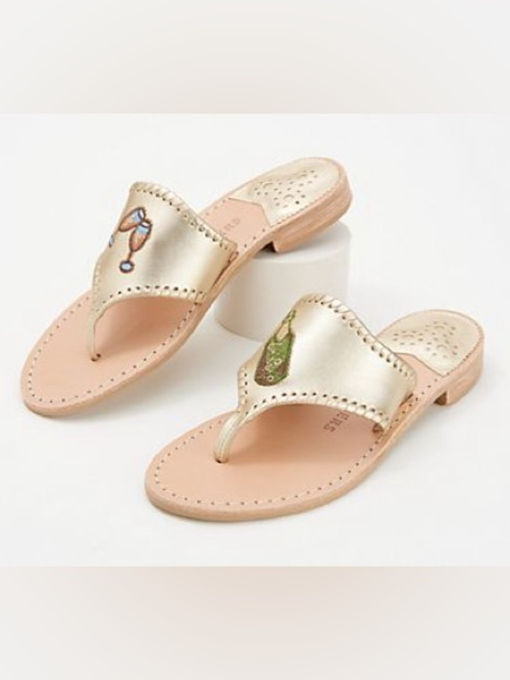 Jack Rogers Metallic Gold Embellished Thong Sandals